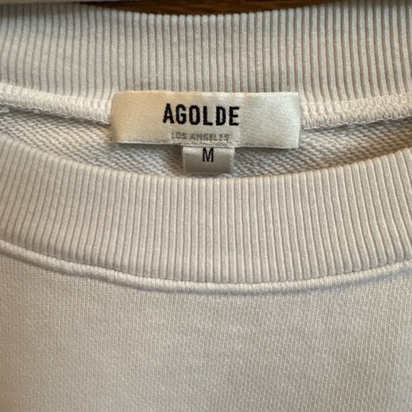 AGOLDE Women's Balloon Sleeve Cropped Sweatshirt Light Grey Paper Mache Size M - Picture 7 of 11